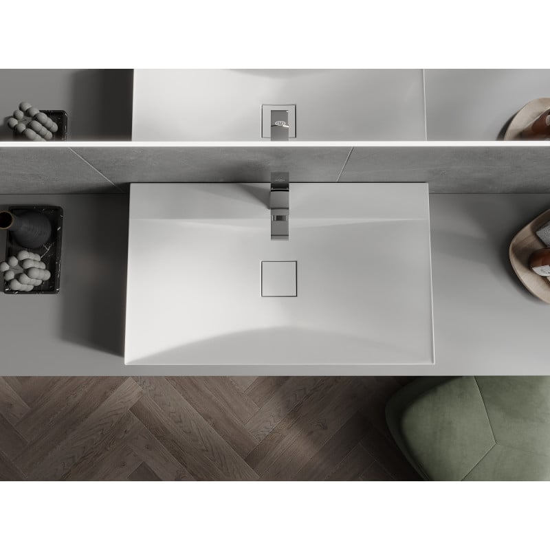 Mexen Poli lavabo sobre encimera de conglomerado 1/O 80 x 48 cm, blanco - 23028001