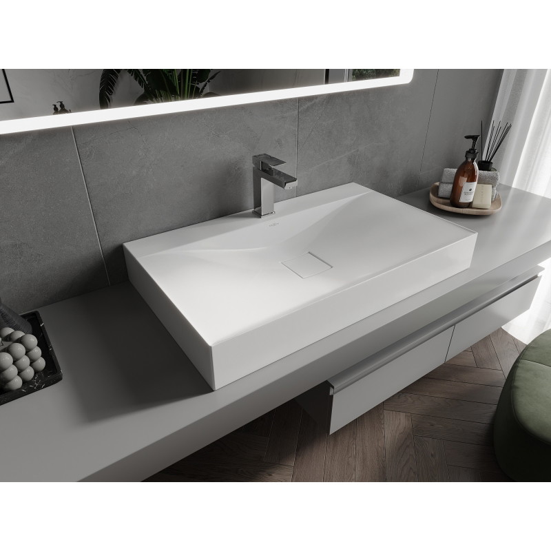 Mexen Poli opbouw wastafel van composiet 1/O 80 x 48 cm, wit - 23028001