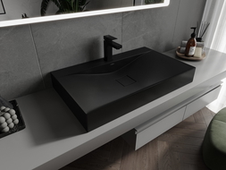 Mexen Poli izlietne uz galda no kompozītmateriāla 1/O 80 x 48 cm, melna - 23028071