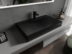 Mexen Poli lavabo da appoggio in conglomerato 1/O 80 x 48 cm, nero - 23028071