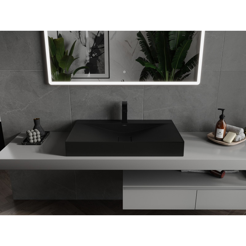 Mexen Poli opbouw wasbak van conglomeratie 1/O 80 x 48 cm, zwart - 23028071