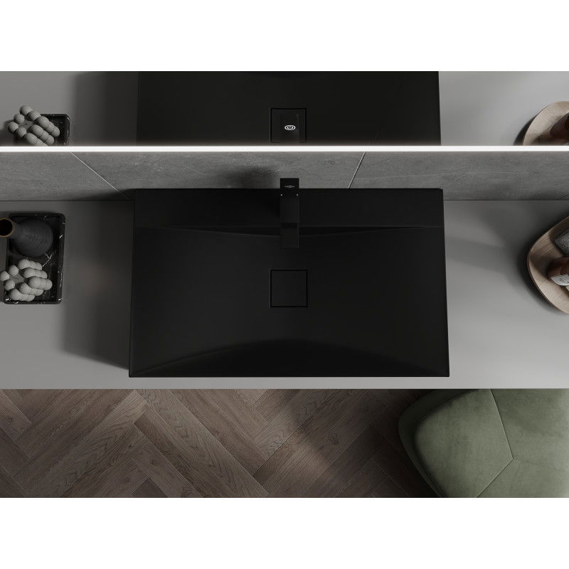 Mexen Poli Aufsatzwaschbecken aus Konglomerat 1/O 80 x 48 cm, schwarz - 23028071