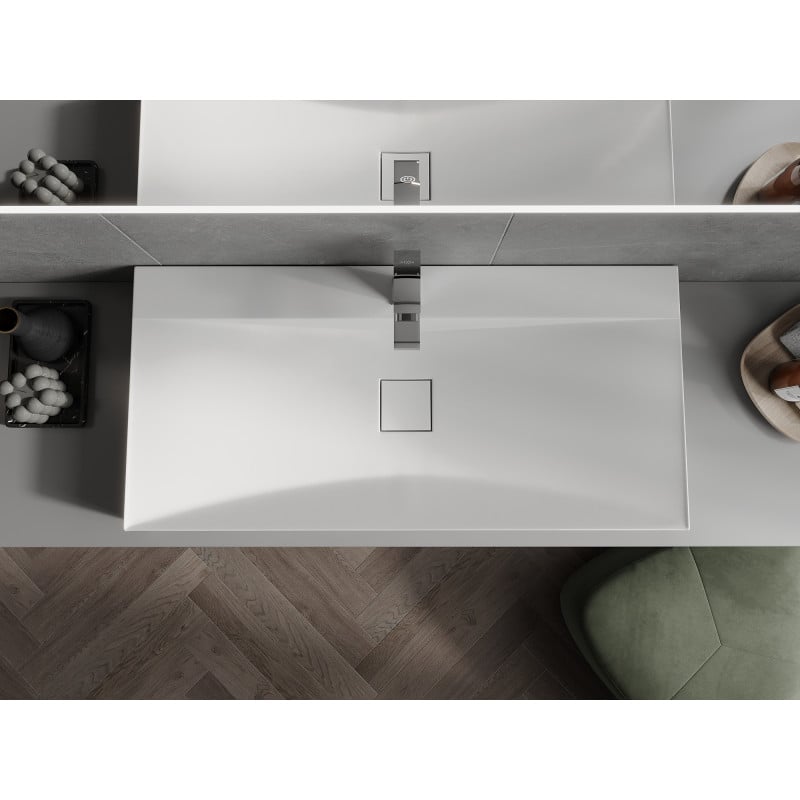 Mexen Poli lavabo sobre encimera de conglomerado 1/O 100 x 48 cm, blanco - 23021001