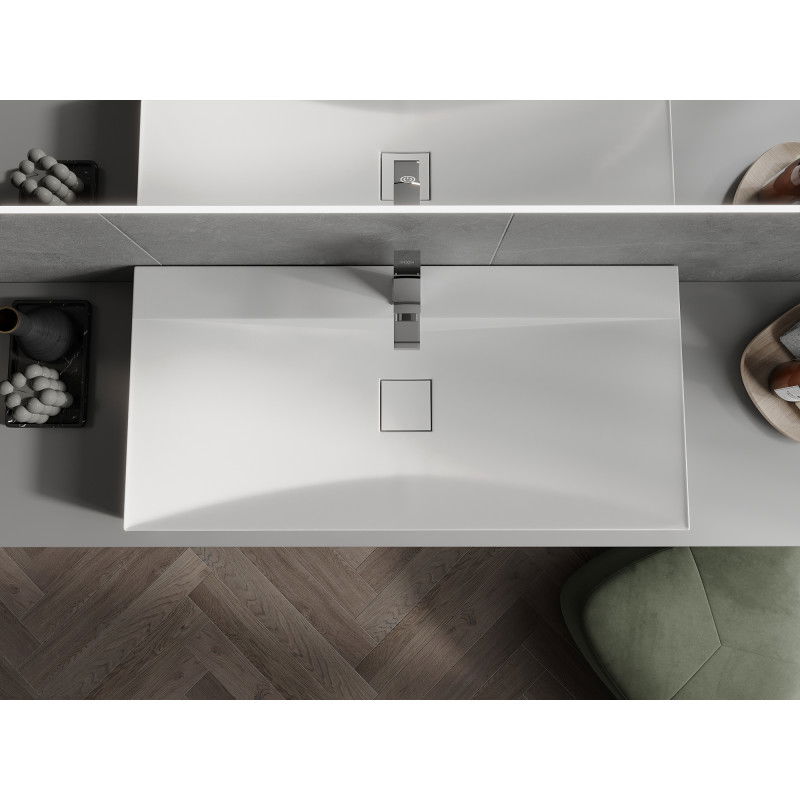 Mexen Poli lavello da appoggio in conglomerato 1/O 100 x 48 cm, bianco - 23021001