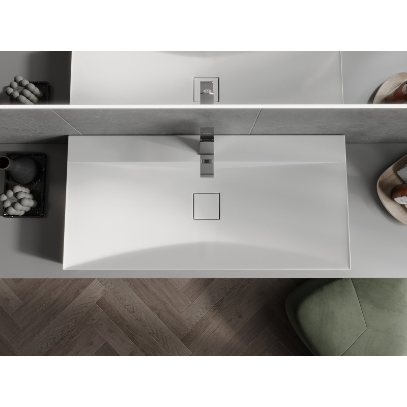 Mexen Poli opbouw wastafel van composiet 1/O 100 x 48 cm, wit - 23021001