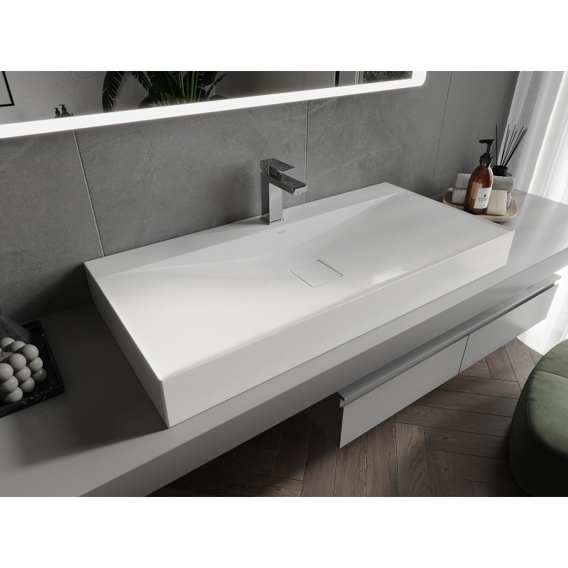 Mexen Poli opbouw wastafel van composiet 1/O 100 x 48 cm, wit - 23021001