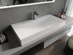 Mexen Poli lavabo sobre encimera de conglomerado 1/O 100 x 48 cm, blanco - 23021001