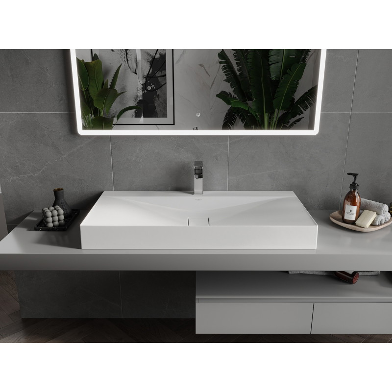 Mexen Poli opbouw wastafel van composiet 1/O 100 x 48 cm, wit - 23021001