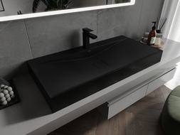 Mexen Poli lavabo à poser en conglomérat 1/O 100 x 48 cm, noir - 23021071