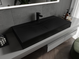 Mexen Poli lavatório de bancada em compósito 1/O 100 x 48 cm, preto - 23021071