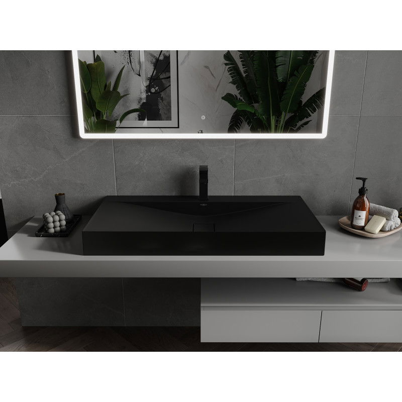 Mexen Poli countertop washbasin made of conglomerate 1/O 100 x 48 cm, black - 23021071