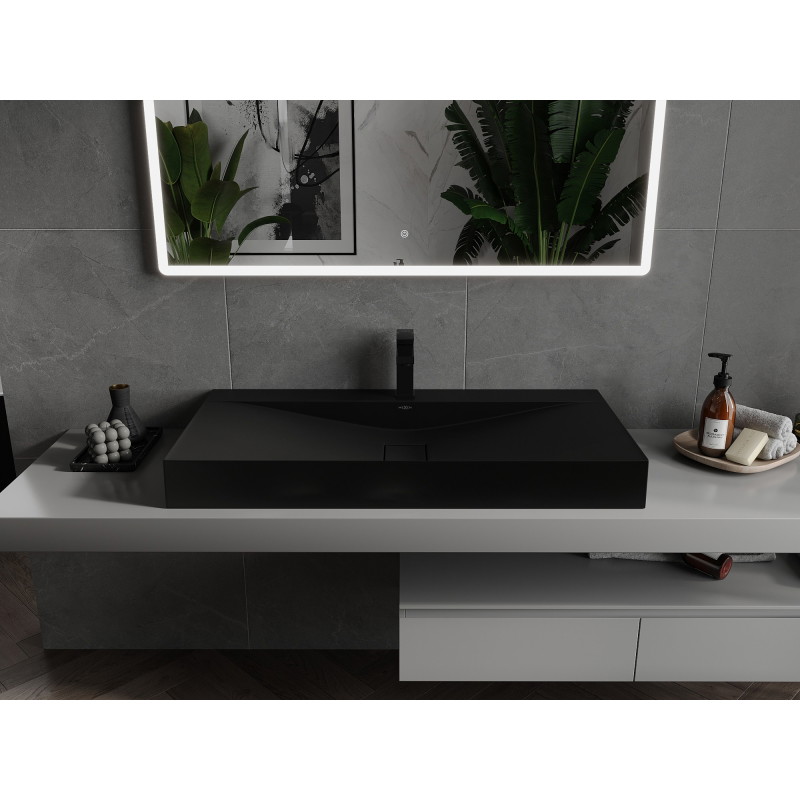 Mexen Poli umivaonik nadpultni od konglomerata 1/O 100 x 48 cm, crni - 23021071