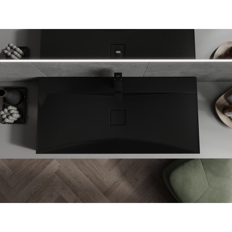 Mexen Poli lavabo sobre encimera de conglomerado 1/O 100 x 48 cm, negro - 23021071