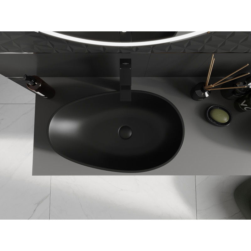 Mexen Nora lavabo da appoggio in conglomerato 60 x 36 cm, nero - 23056071