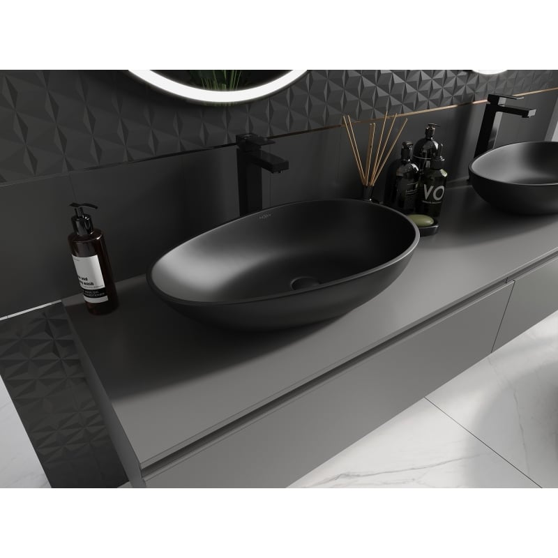 Mexen Nora countertop washbasin made of conglomerate 60 x 36 cm, black - 23056071