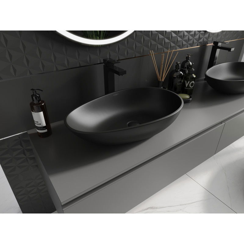 Mexen Nora lavabo de superfície de conglomerado 60 x 36 cm, preto - 23056071