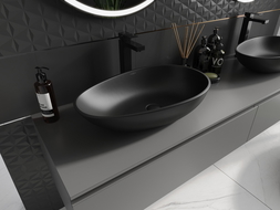 Mexen Nora lavabo à poser en conglomérat 60 x 36 cm, noir - 23056071