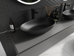 Mexen Nora lavabo da appoggio in conglomerato 60 x 36 cm, nero - 23056071