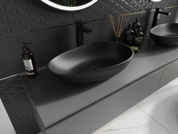 Mexen Nora lavabo de superfície de conglomerado 60 x 36 cm, preto - 23056071