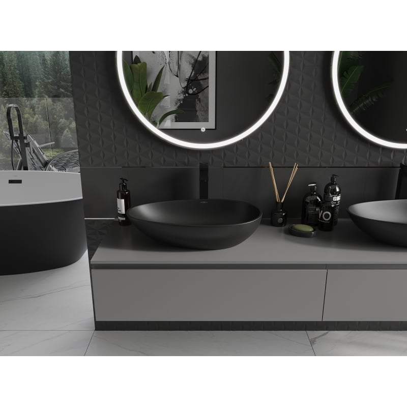Mexen Nora countertop washbasin made of conglomerate 60 x 36 cm, black - 23056071