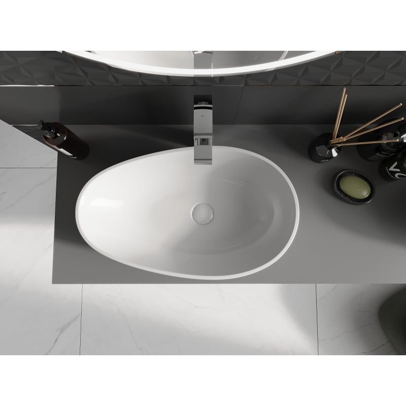 Mexen Nora countertop washbasin made of conglomerate 60 x 36 cm, white - 23056001