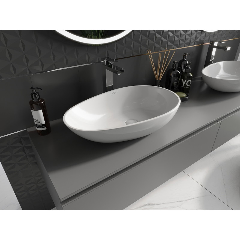 Mexen Nora opbouwwastafel van composiet 60 x 36 cm, wit - 23056001