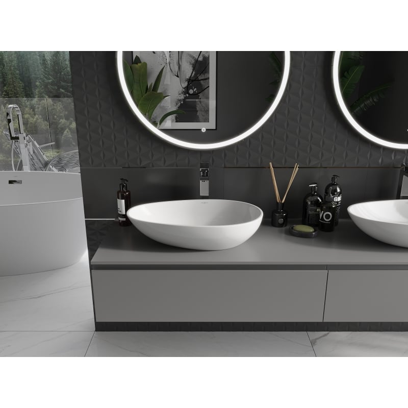 Mexen Nora countertop washbasin made of conglomerate 60 x 36 cm, white - 23056001