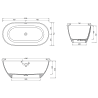 Mexen Rimini freistehende Badewanne aus Konglomerat 150 x 75 cm, schwarz matt - 57241507570