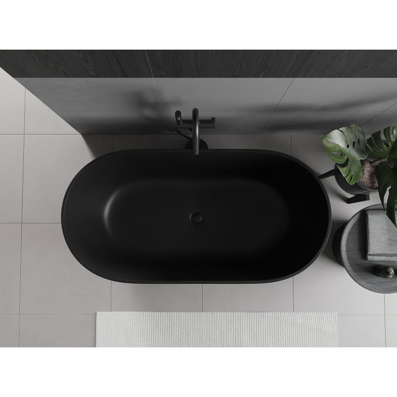 Mexen Rimini freistehende Badewanne aus Konglomerat 150 x 75 cm, schwarz matt - 57241507570