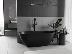 Mexen Rimini wanna wolnostojąca z konglomeratu 150 x 75 cm, czarna mat - 57241507570