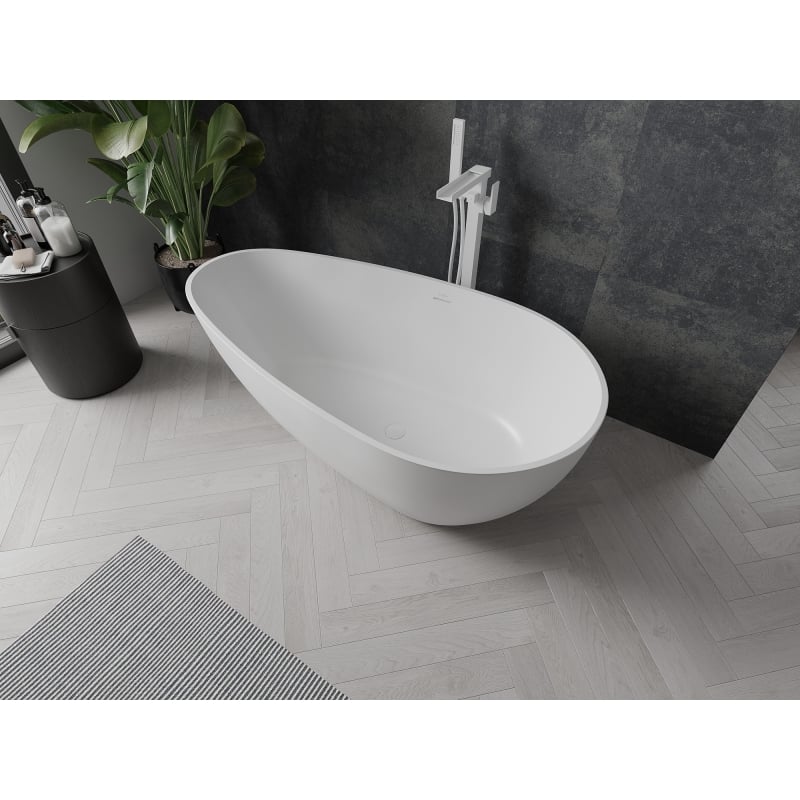 Mexen Palermo Freistehende Badewanne aus Konglomerat 150 x 78 cm, weiß matt - 57211507800