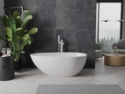 Mexen Palermo Brīvi stāvoša vanna no konglomerāta 150 x 78 cm, balta matēta - 57211507800