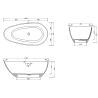 Mexen Palermo freistehende Badewanne aus Konglomerat 150 x 78 cm, schwarz matt - 57211507870