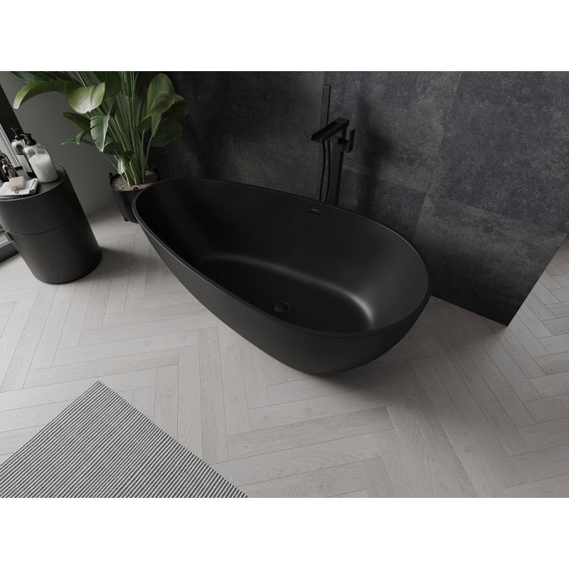 Mexen Palermo freistehende Badewanne aus Konglomerat 150 x 78 cm, schwarz matt - 57211507870