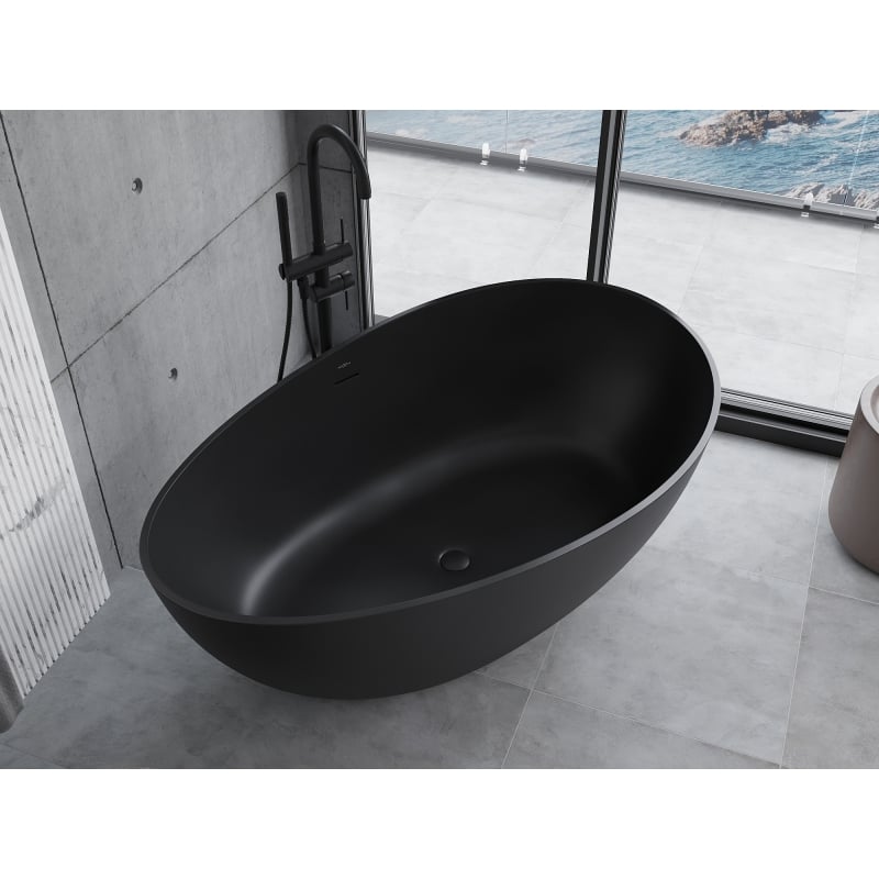 Mexen Parma freestanding bathtub made of conglomerate 160 x 95 cm, black matte - 57231609570