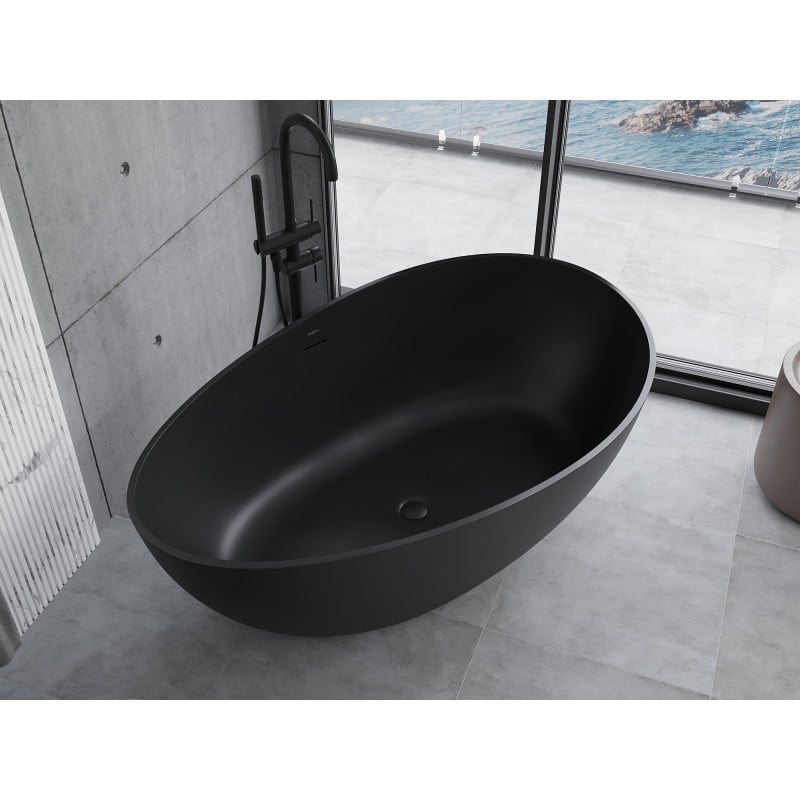 Mexen Parma freestanding composite bath 160 x 95 cm, black matte - 57231609570