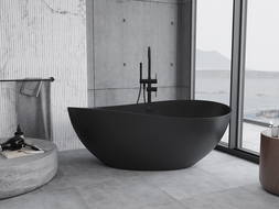 Mexen Parma banheira independente de conglomerado 160 x 95 cm, preto mate - 57231609570