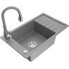 Mexen Elias granitdiskho 1-fack med avrinningsyta och köksblandare Savita, grå - 6511-71-672601-71