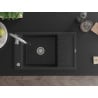 Mexen Elias 1-bowl granite sink with drainer and Savita kitchen tap, black/silver metallic- 6511-73-672601-00