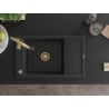 Mexen Elias granit kitchen sink 1-bowl with drainer and Savita kitchen faucet, black/silver metallic - 6511-73-672601-50