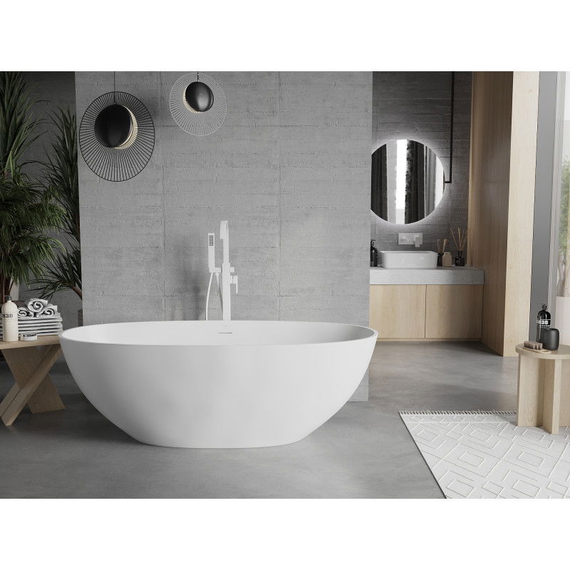 Mexen Bari freestanding bath made of conglomerate 165 x 75 cm, white matte - 57221657500