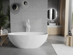 Mexen Bari vasca da bagno autoportante in conglomerato 165 x 75 cm, bianco opaco - 57221657500