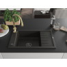 Mexen Elias Granitspüle 1-Becken mit Abtropffläche und Küchenarmatur Savita, schwarz/gold metallic - 6511-75-672601-50-B