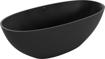Mexen Bari freistehende Badewanne aus Konglomerat 165 x 75 cm, schwarz matt - 57221657570
