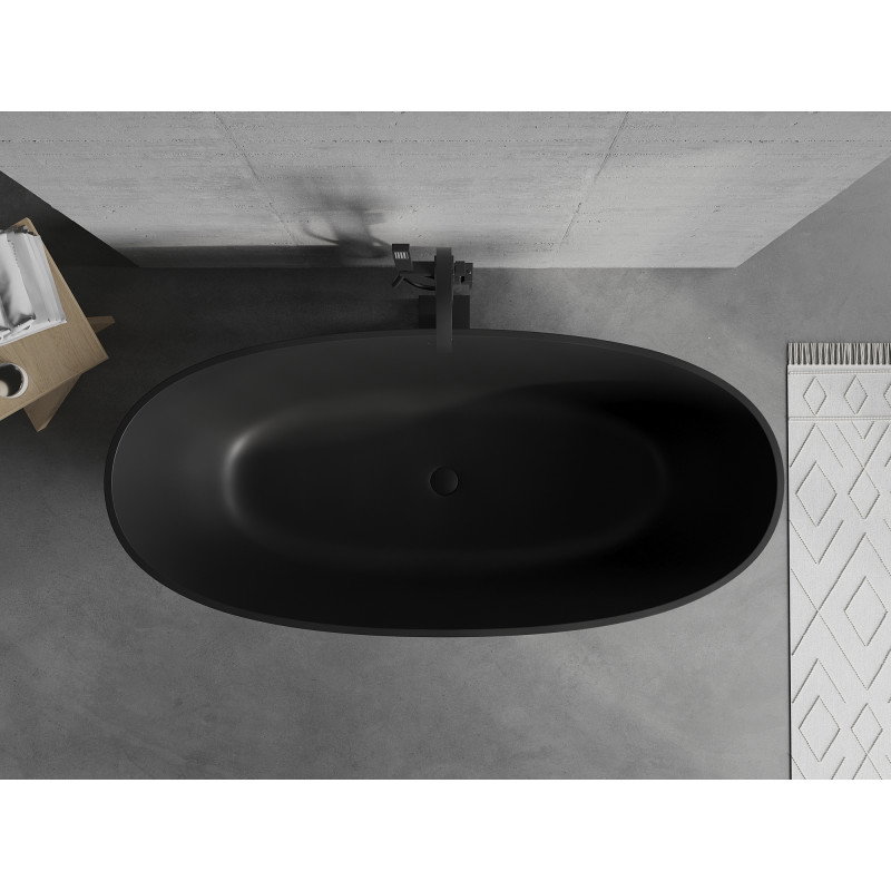 Mexen Bari freestanding bath made of conglomerate 165 x 75 cm, black matte - 57221657570