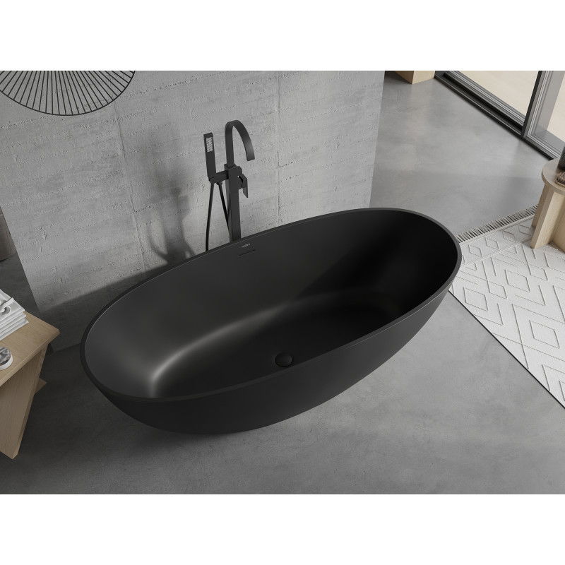 Mexen Bari brīvi stāvoša vanna no konglomerāta 165 x 75 cm, melns mats - 57221657570