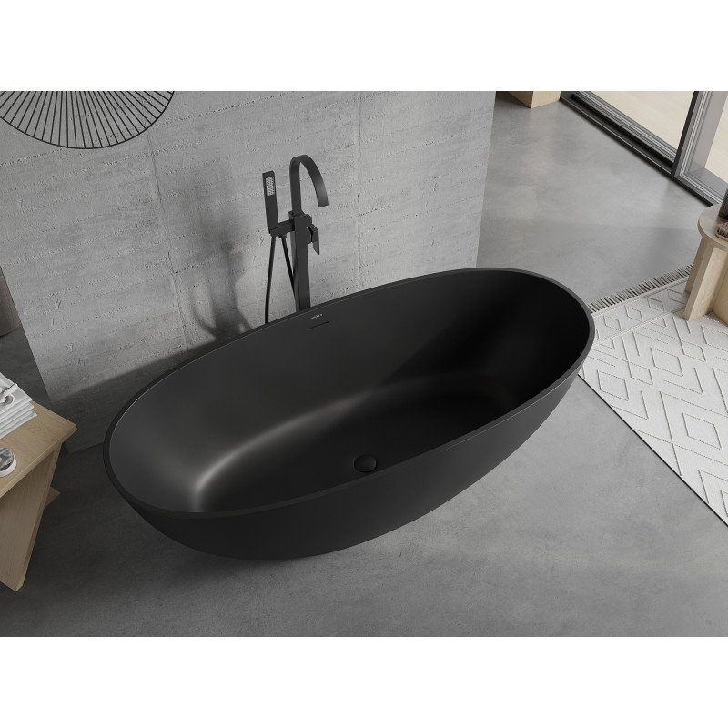 Mexen Bari samostoječa kopalna kad iz konglomerata 165 x 75 cm, črna mat - 57221657570