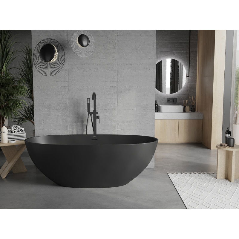 Mexen Bari freestanding bath made of conglomerate 165 x 75 cm, black matte - 57221657570