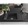 Mexen Elias fregadero de granito de 1 cuenco con escurridor y grifo de cocina Savita, negro con motas - 6511-76-672601-00
