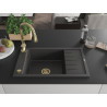 Mexen Elias fregadero de granito de 1 compartimento con escurridor y grifo de cocina Savita, negro moteado - 6511-76-672601-50